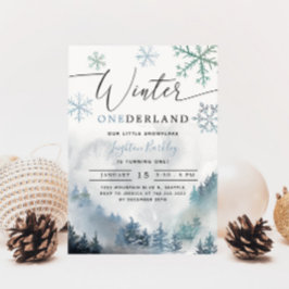 Invitación Winter ONEderland Boy primera montaña de cumpleaño