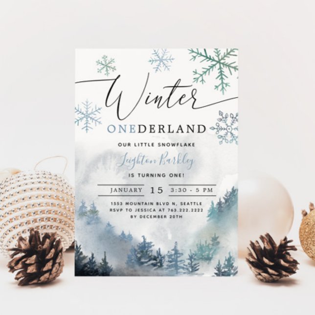 Invitación Winter ONEderland Boy primera montaña de cumpleaño (Subido por el creador)