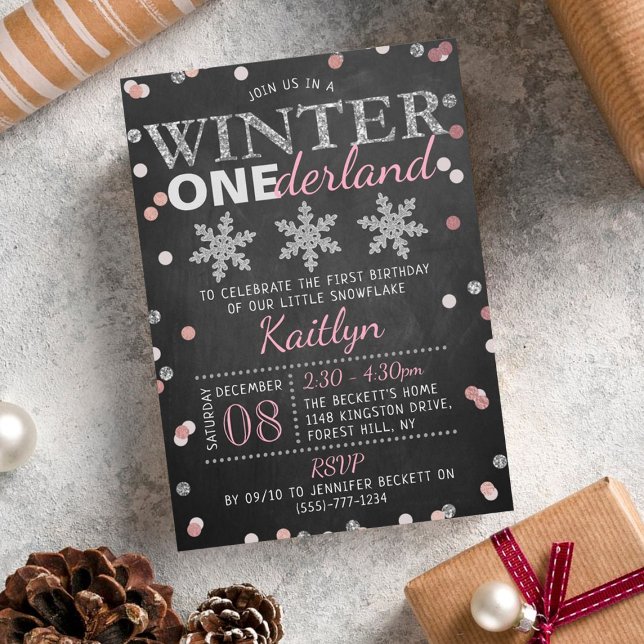 Invitación Winter ONEderland Chalkboard 1er cumpleaños (Subido por el creador)