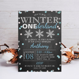 Invitación Winter ONEderland Chalkboard 1er cumpleaños