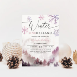 Invitación Winter ONEderland Chica 1er cumpleaños