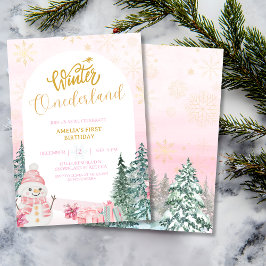 Invitación Winter ONEderland Chica de Snowman 1er cumpleaños 