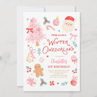 Invitación Winter Onederland Christmas 1st Birthday Party