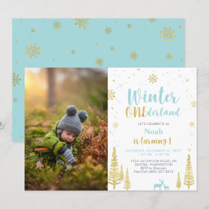 Invitación Winter Onederland, cumpleaños de la foto de Boy 1t