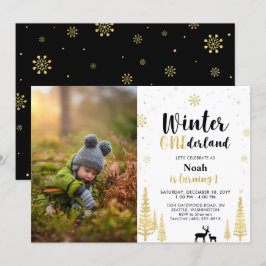 Invitación Winter Onederland, cumpleaños de la foto de Boy 1t