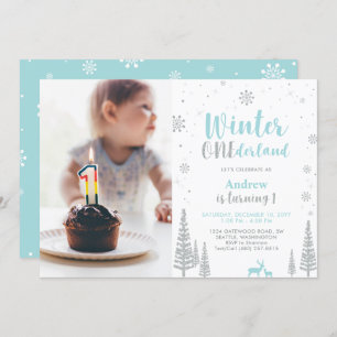Invitación Winter Onederland, cumpleaños de la foto de Boy 1t