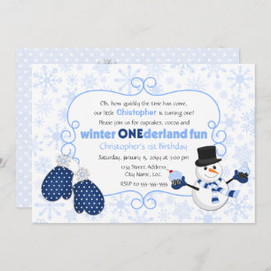Invitación Winter ONEderland Cumpleaños de Snowman