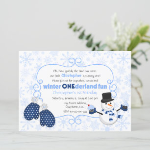 Invitación Winter ONEderland Cumpleaños de Snowman