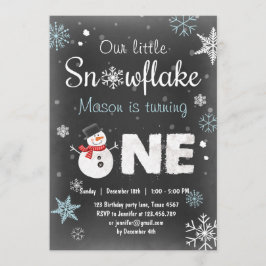 Invitación Winter Onederland cumpleaños fiesta de snowman Blu