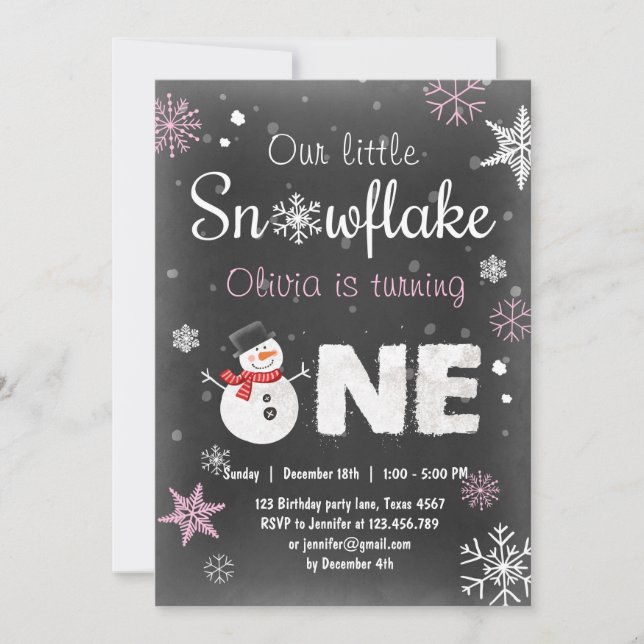 Invitación Winter Onederland cumpleaños fiesta de snowman Pin (Anverso)