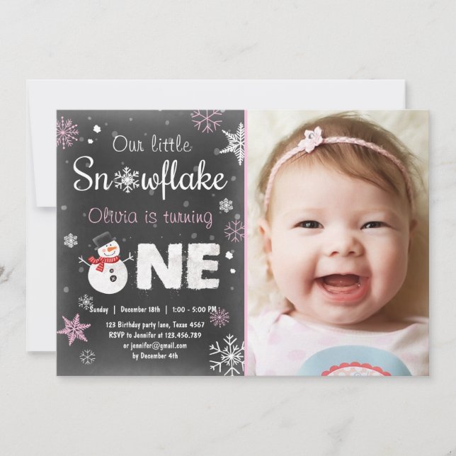 Invitación Winter Onederland cumpleaños fiesta de snowman Pin (Anverso)