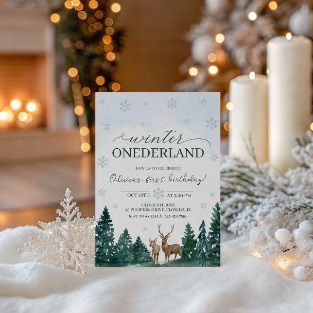 Invitación Winter ONEderland Deer Invite (Subido por el creador)