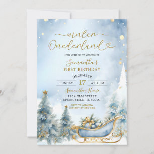Invitación Winter Onederland Dusty Blue Baby Shower
