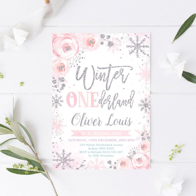 Invitación Winter ONEderland Girl 1st Birthday Invitation (Subido por el creador)