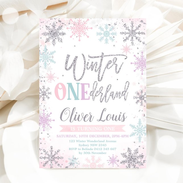 Invitación Winter ONEderland Girl 1st Birthday Invitation (Subido por el creador)