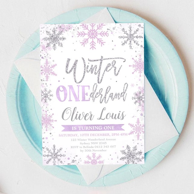 Invitación Winter ONEderland Girl 1st Birthday Invitation (Subido por el creador)