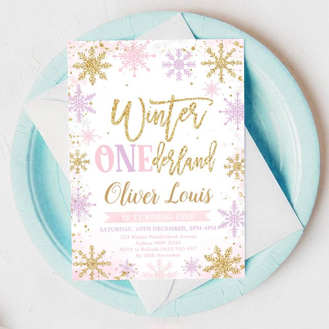 Invitación Winter ONEderland Girl 1st Birthday Invitation (Subido por el creador)