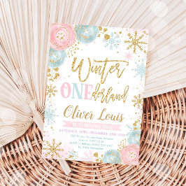 Invitación Winter ONEderland Girl 1st Birthday Invitation