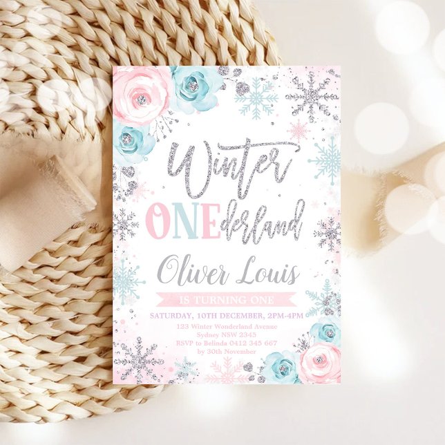 Invitación Winter ONEderland Girl 1st Birthday Invitation (Subido por el creador)