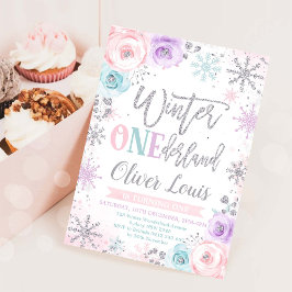 Invitación Winter ONEderland Girl 1st Birthday Invitation