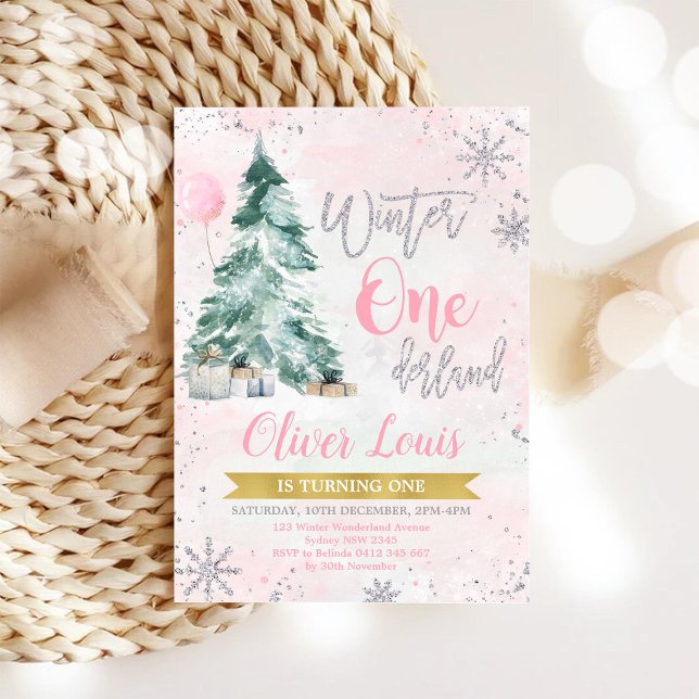 Invitación Winter ONEderland Girl 1st Birthday Invitation (Subido por el creador)