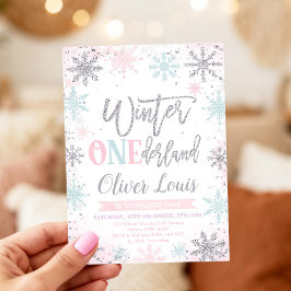 Invitación Winter ONEderland Girl 1st Birthday Invitation