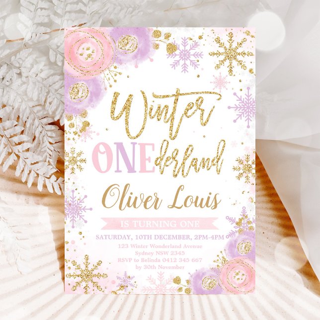 Invitación Winter ONEderland Girl 1st Birthday Invitation (Subido por el creador)
