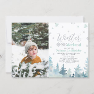 Invitación Winter Onederland Mint Boy 1er cumpleaños foto