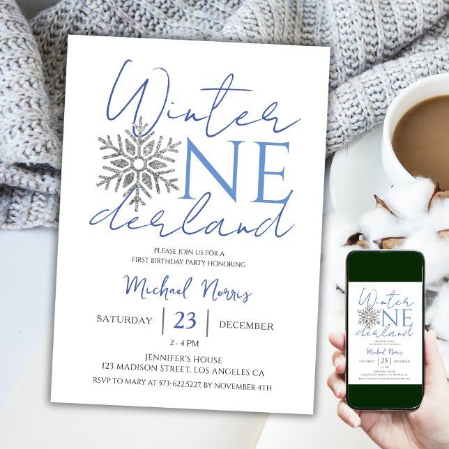 Invitación Winter ONEderland | Niño Minimalista 1º cumpleaños (Subido por el creador)