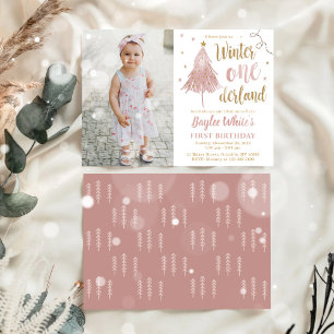 Invitación Winter ONEderland Primer cumpleaños Boho Árbol de