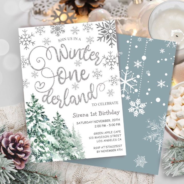 Invitación Winter ONEderland primer cumpleaños bosque de invi (Subido por el creador)