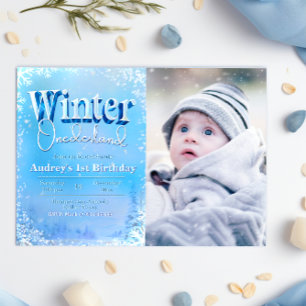 Invitación Winter Onederland - Primer cumpleaños con foto