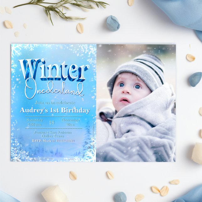 Invitación Winter Onederland - Primer cumpleaños con foto (Subido por el creador)