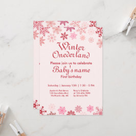 Invitación Winter Onederland Primer cumpleaños copo de nieve 
