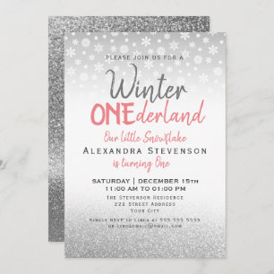 Invitación Winter ONEderland Primer cumpleaños copos de nieve