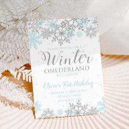 Invitación Winter Onederland Primer cumpleaños copos de nieve