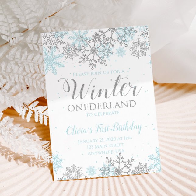 Invitación Winter Onederland Primer cumpleaños copos de nieve (Subido por el creador)