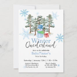 Invitación Winter Onederland Primer cumpleaños Cute Snowman B