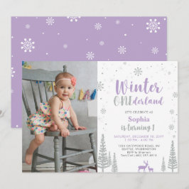 Invitación Winter Onederland, primer cumpleaños de foto Chica