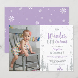 Invitación Winter Onederland, primer cumpleaños de foto Chica