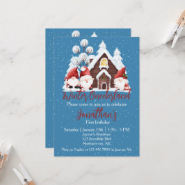 Invitación Winter Onederland Primer cumpleaños de los gnomos 