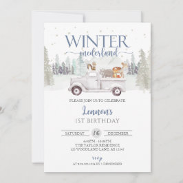 Invitación Winter ONEderland, primer cumpleaños de Winter Boy