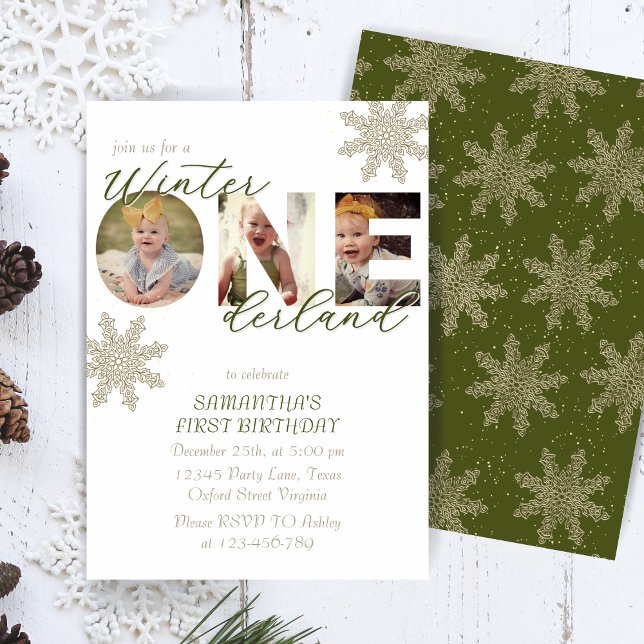 Invitación Winter ONEderland Primer cumpleaños foto de copo d (Subido por el creador)