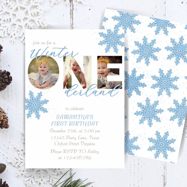 Invitación Winter ONEderland Primer cumpleaños foto de Snowy (Subido por el creador)