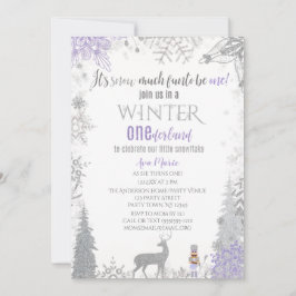 Invitación Winter Onederland Primer cumpleaños Lavanda Copo d