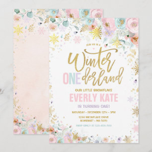 Invitación Winter ONEderland Primer cumpleaños Lilac dorado r