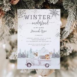 Invitación Winter Onederland primer cumpleaños Woodland