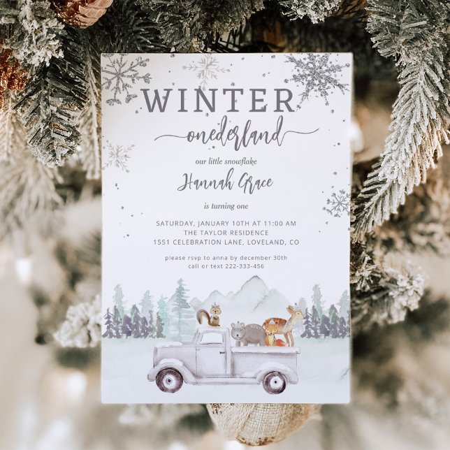 Invitación Winter Onederland primer cumpleaños Woodland (Subido por el creador)