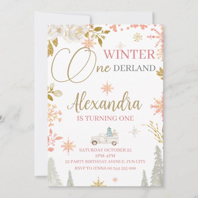 Invitación Winter Onederland Primer Fiesta de cumpleaños (Anverso)