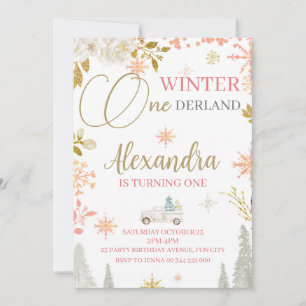 Invitación Winter Onederland Primer Fiesta de cumpleaños